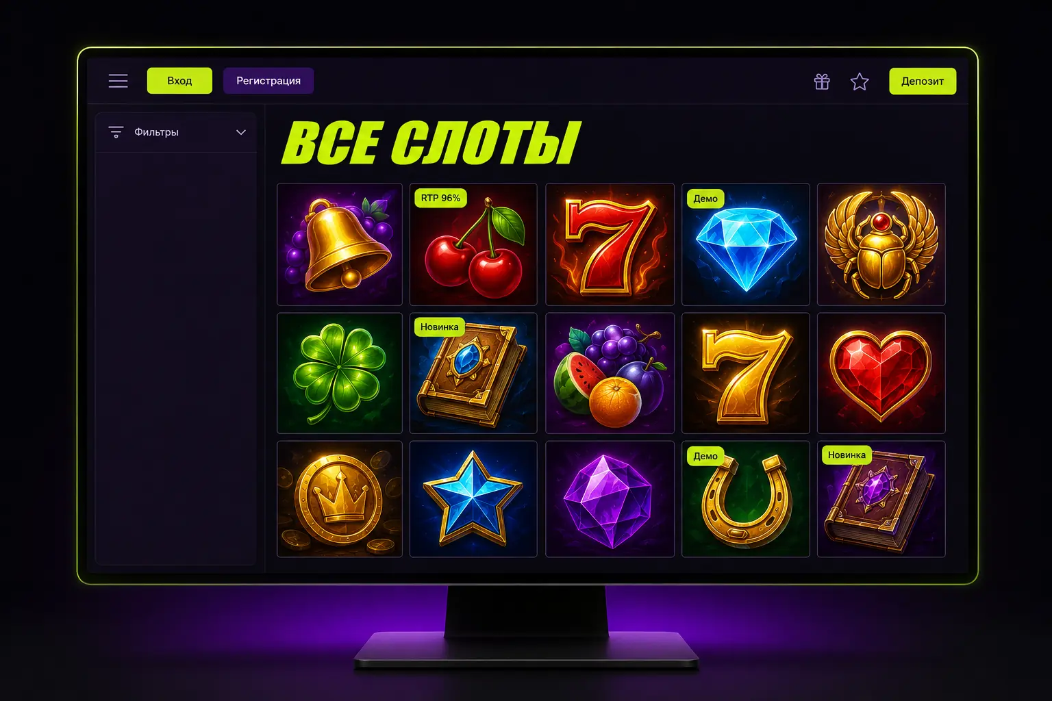 Каталог игровых автоматов онлайн-казино Паривин с фильтрами